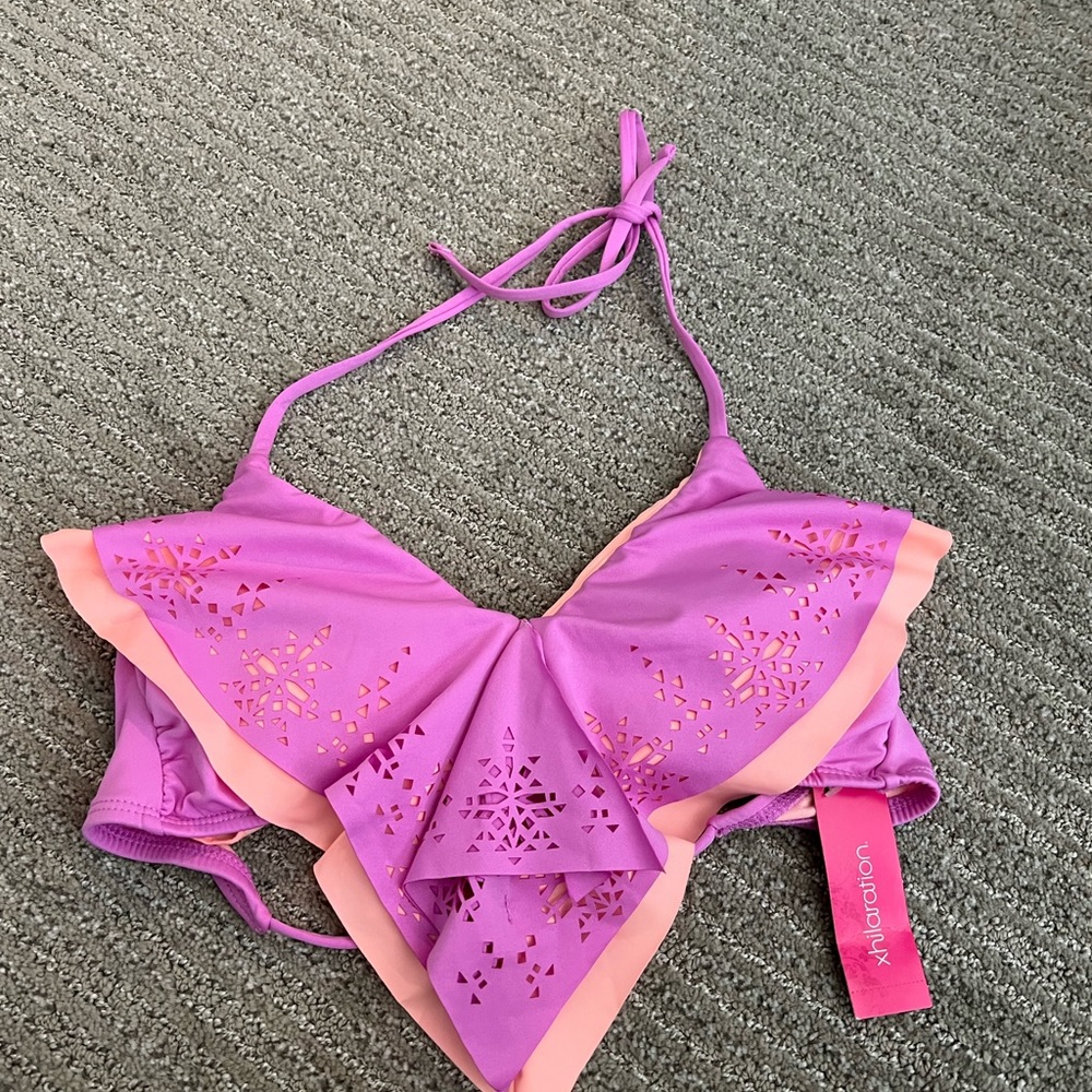 Purple peach multi color bikini top